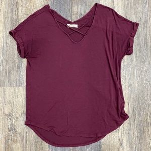 Pink Rose Magenta v neck cross top